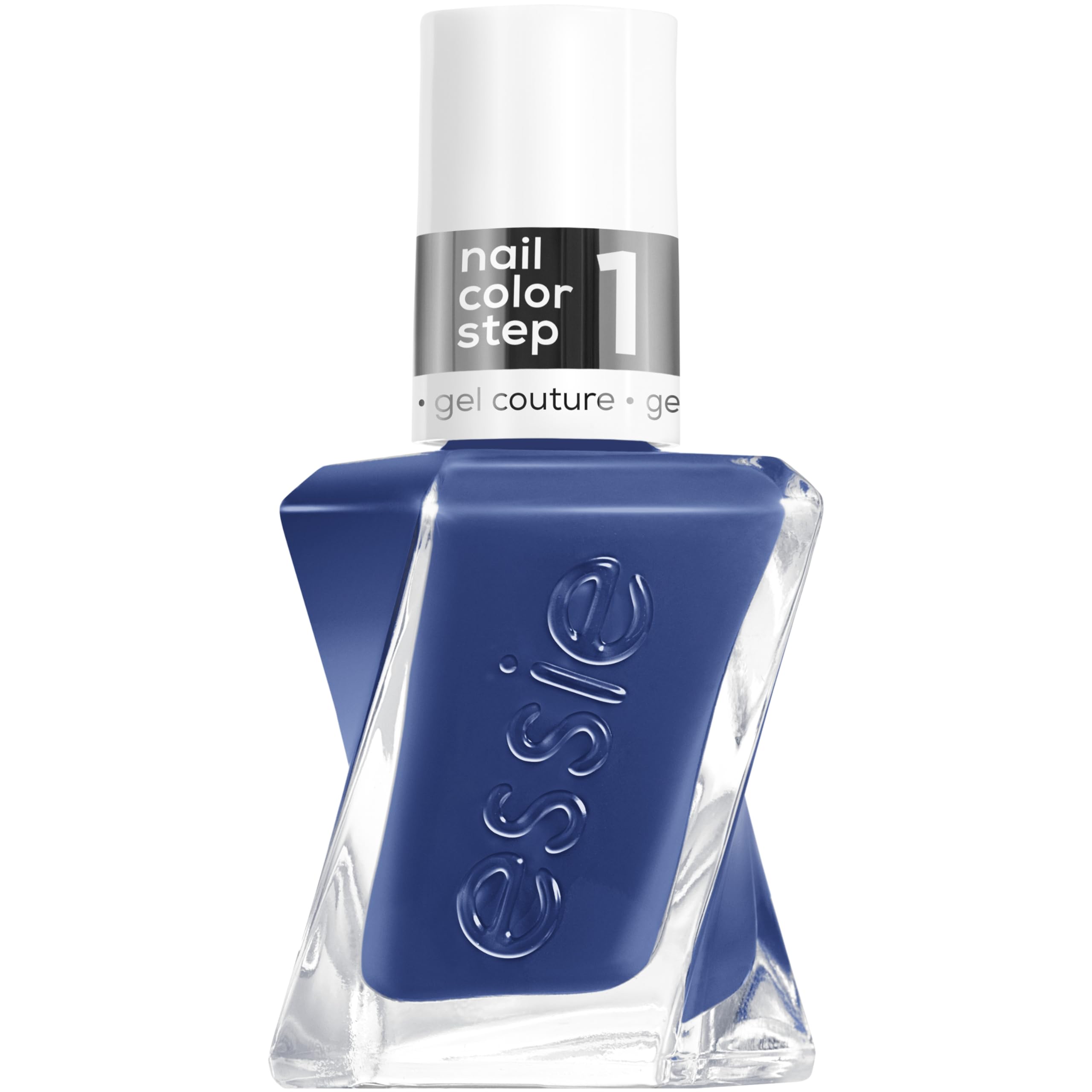 essie Statement Peace front bottle showing rich blue shade and sleek packaging benefit: clear shade view