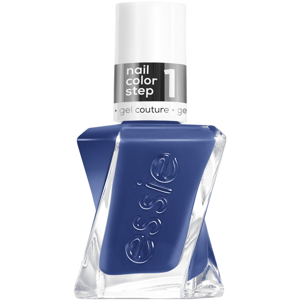 essie Statement Peace front bottle showing rich blue shade and sleek packaging benefit: clear shade view