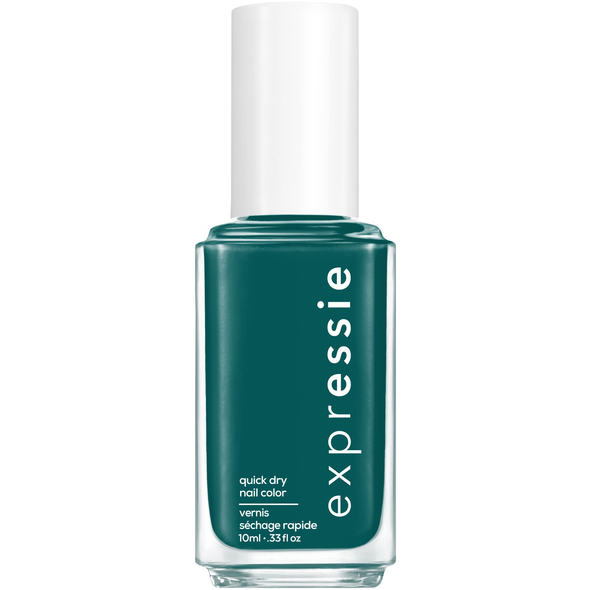 essie bottle front view showing kelly green color and quick-dry benefit