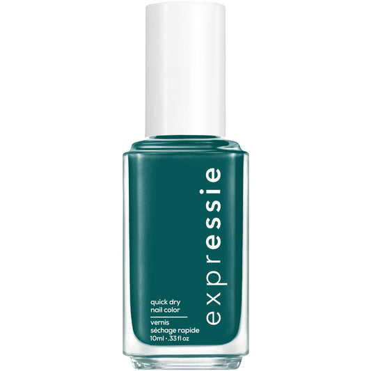 essie bottle front view showing kelly green color and quick-dry benefit