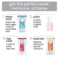 essie product label close-up showing vegan and 8-free benefits