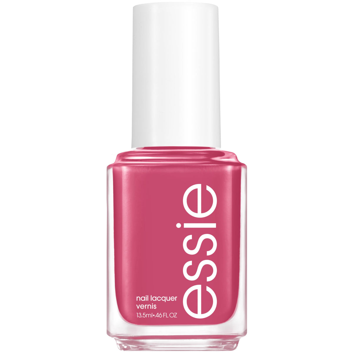 essie sun-renity bottle front showing rich pink shade and glossy finish