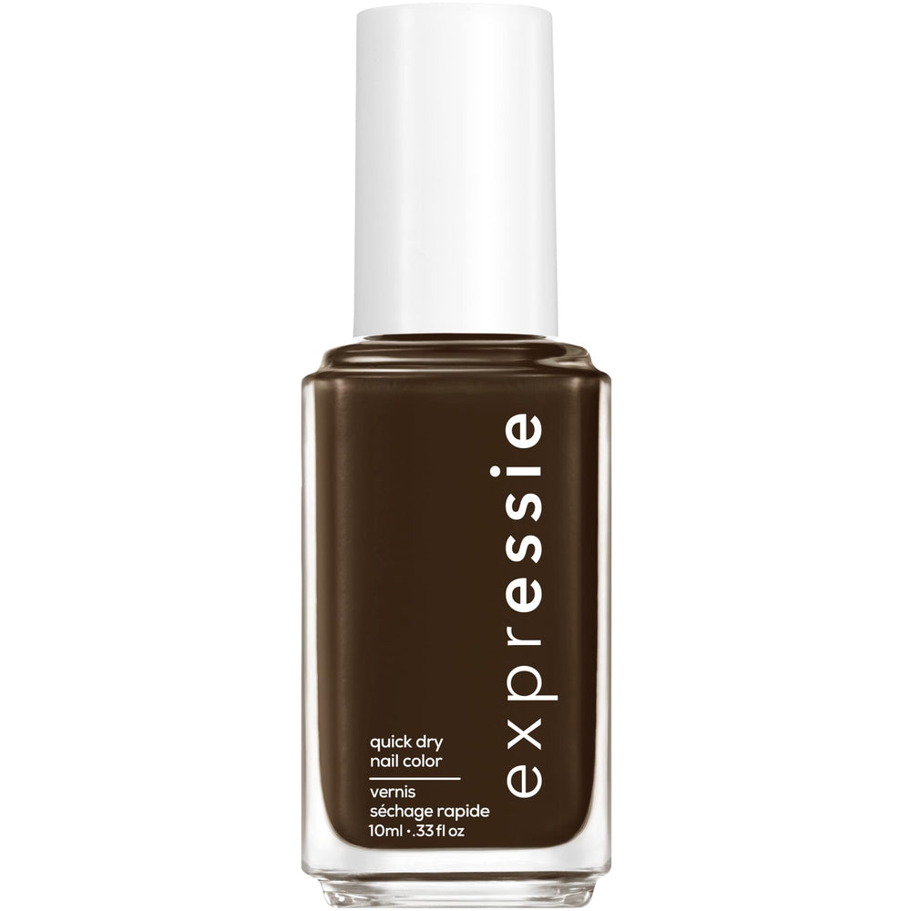 essie Take The Espresso front bottle showing label for clear identification and convenience