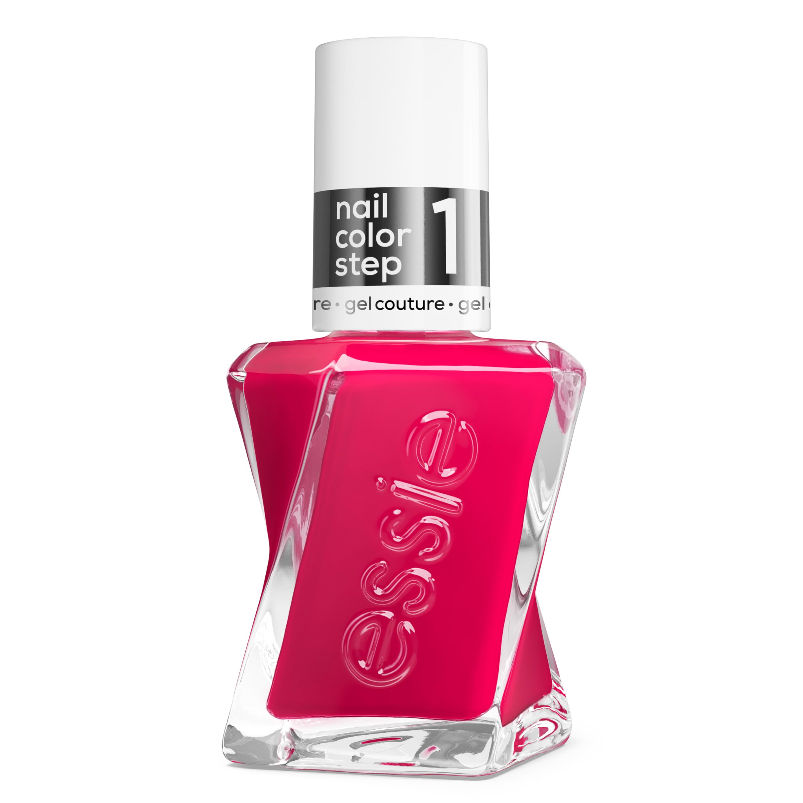 essie bottle front view showing bright fuchsia shade and glossy finish
