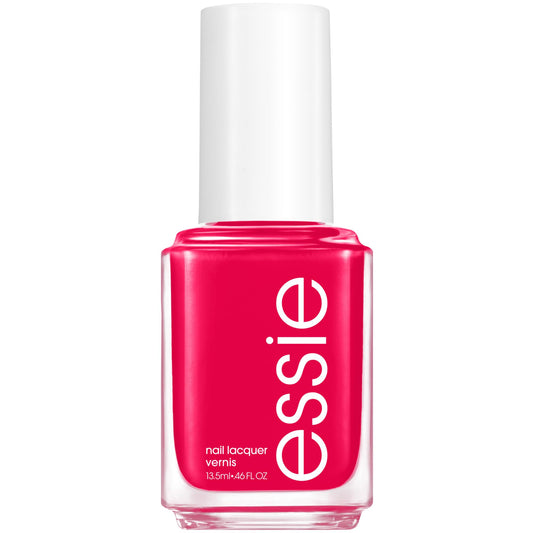 essie front bottle showing vibrant watermelon fuchsia and glossy finish benefit