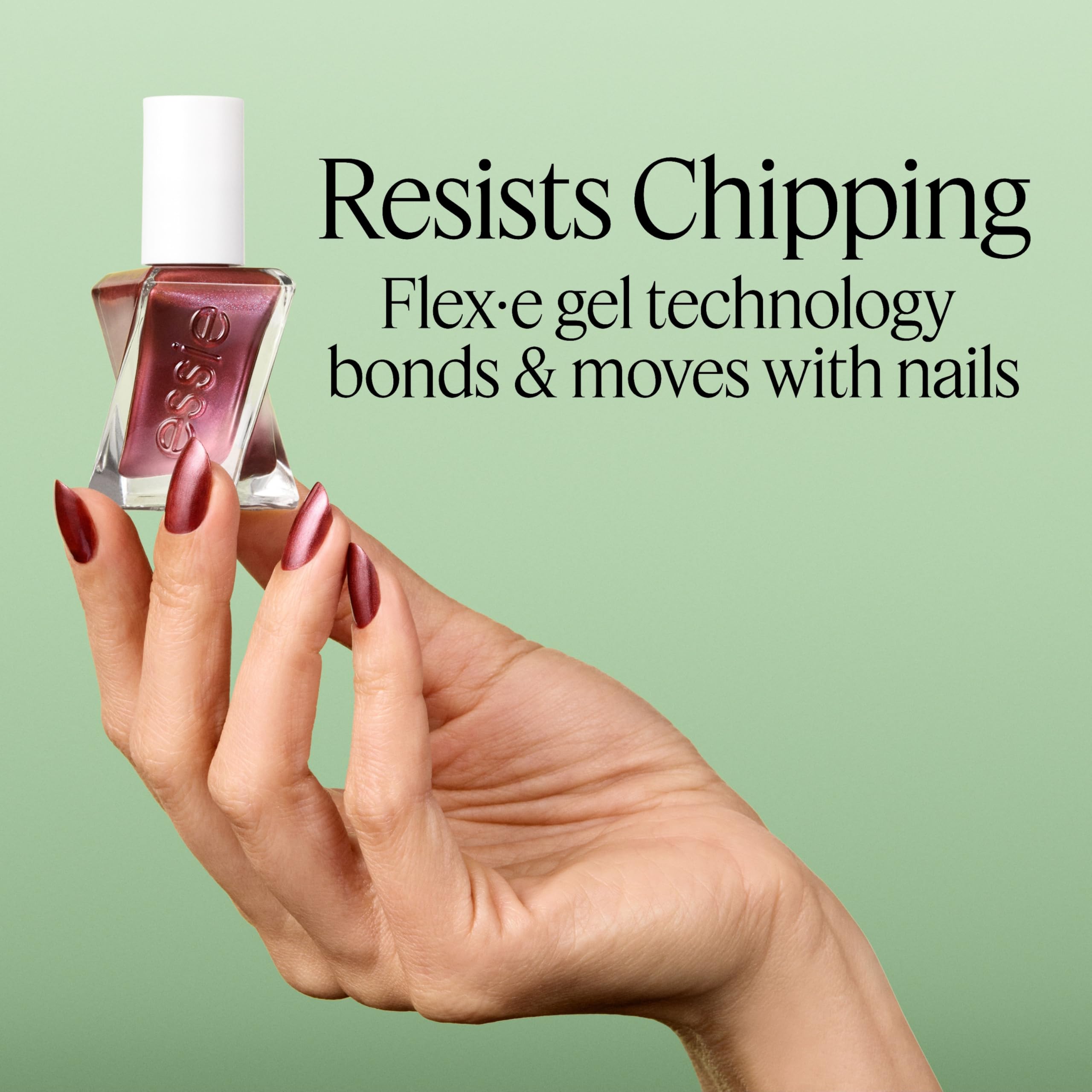 essie bottle with Gel Couture Top Coat showing paired system for durability