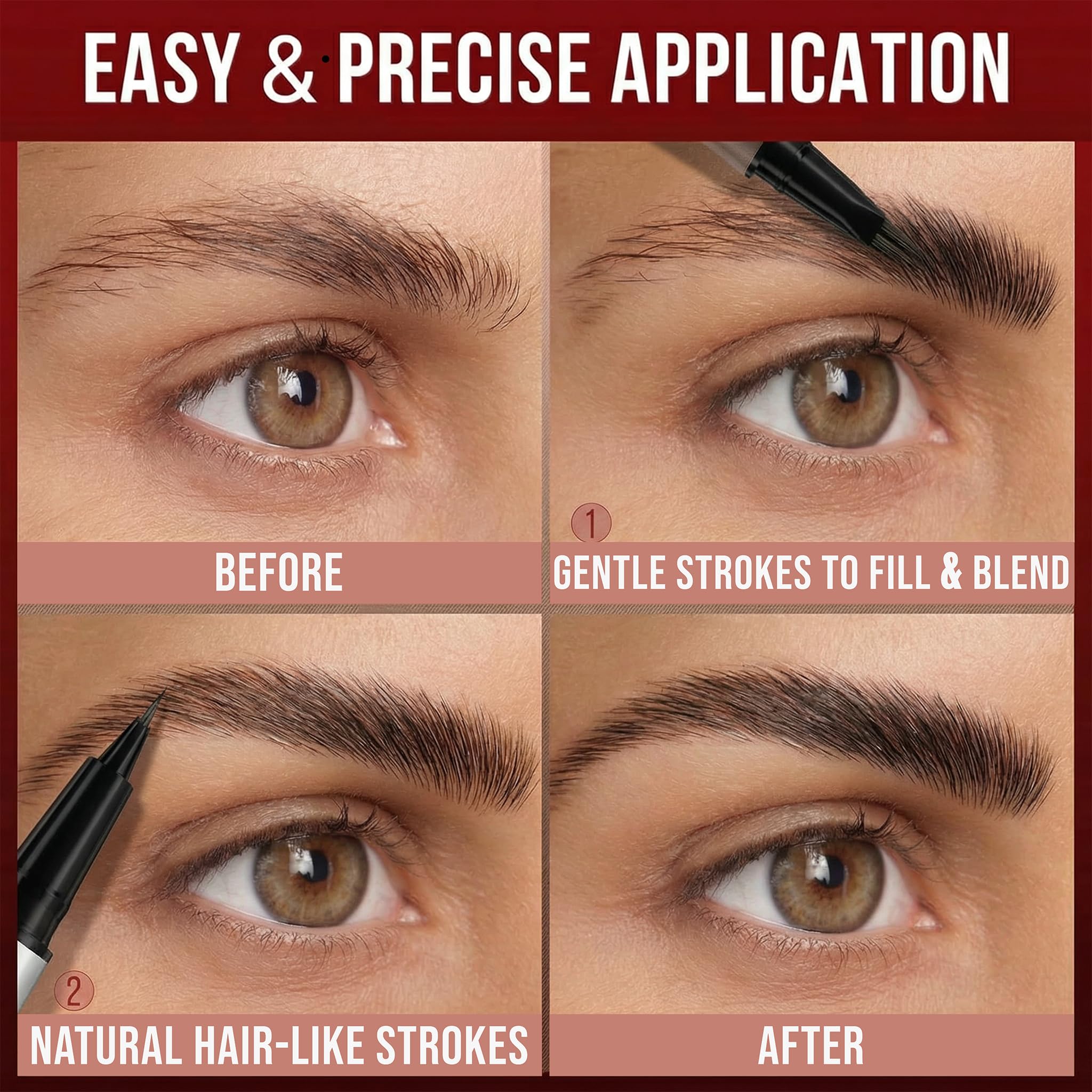 Essorall before and after brows shows fuller natural-looking results