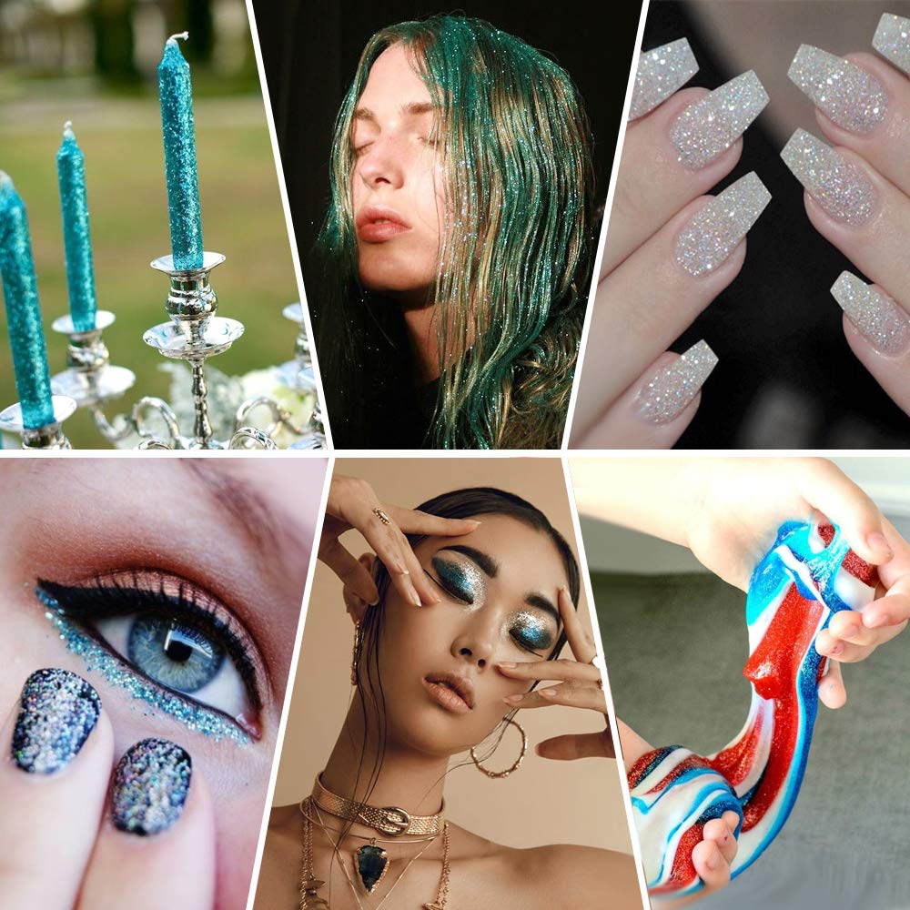 Estanoite glitter used in face makeup festival look for bold reflective accent