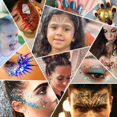 Estanoite festival face makeup lifestyle image highlighting bold iridescent glow and eye-catching benefit