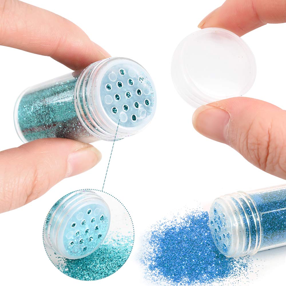 Estanoite glitter applied on nail art highlighting fine texture and high shine finish