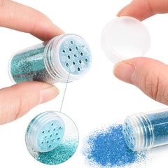 Estanoite glitter applied on nail art highlighting fine texture and high shine finish