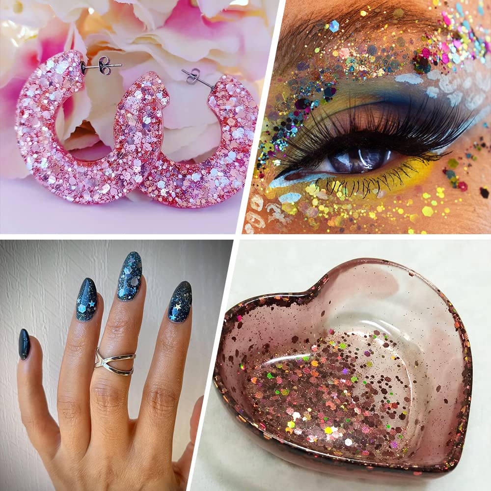 Estanoite resin tumbler with mixed glitter showcasing smooth, vibrant coating