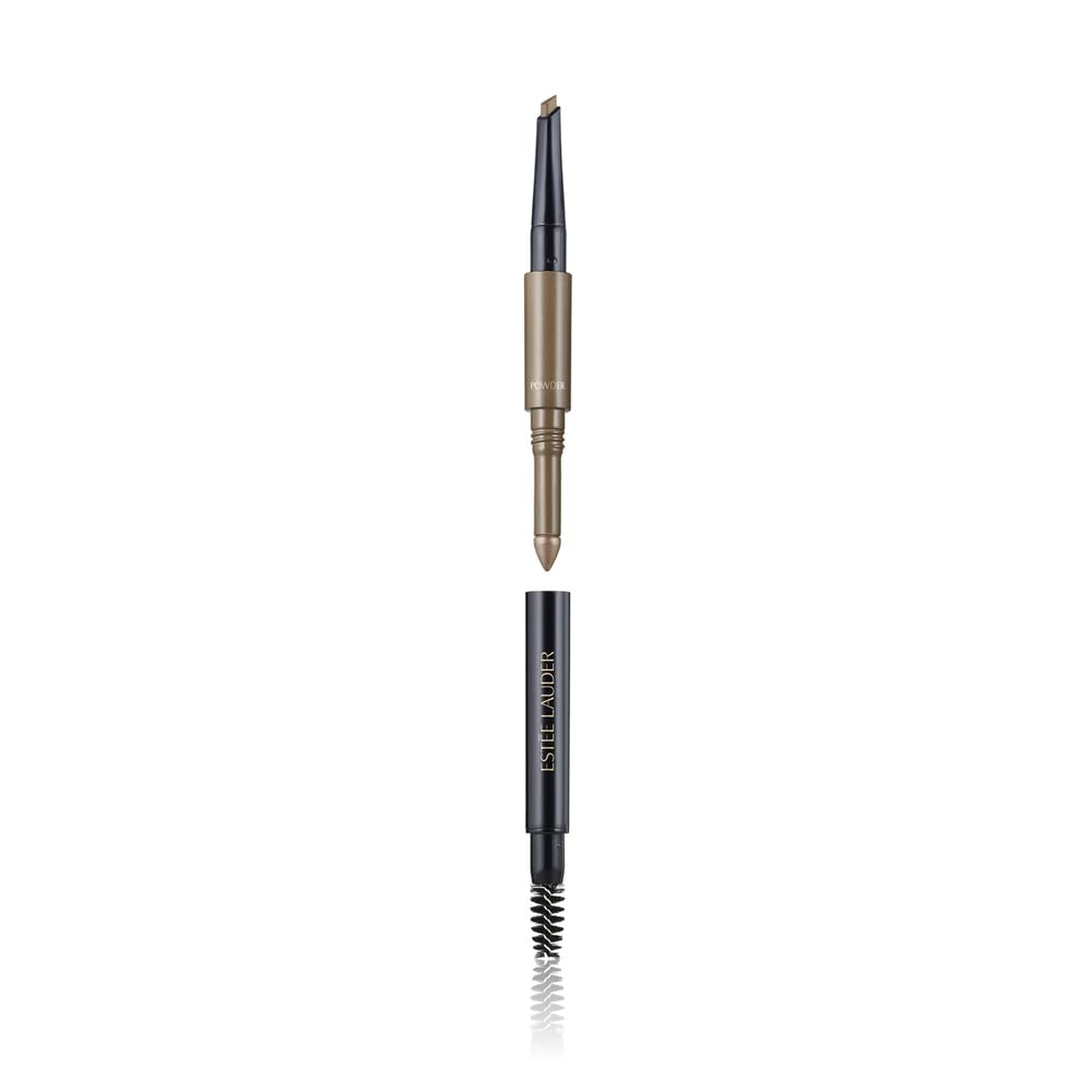 Estée Lauder multi-tasker front view showing all three tool ends and compact design benefit