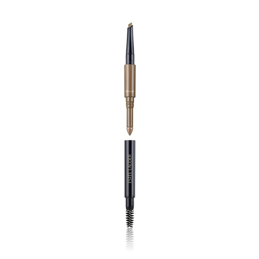 Estée Lauder multi-tasker front view showing all three tool ends and compact design benefit