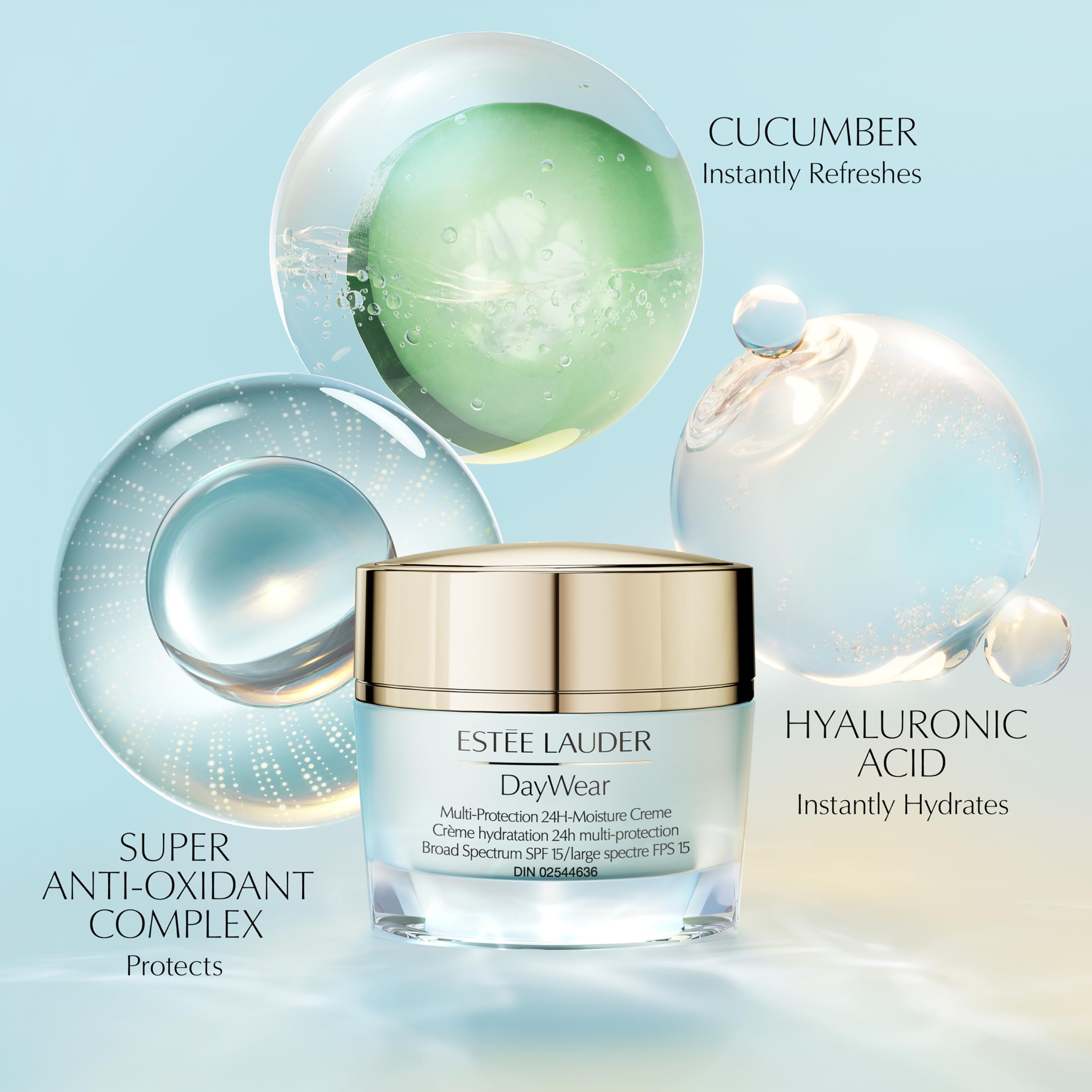 Estée Lauder jar held in hand showing size and travel-friendly benefit