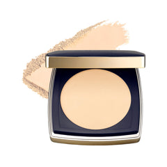 Estée Lauder compact front view showing sleek case and shade label for elegant convenience
