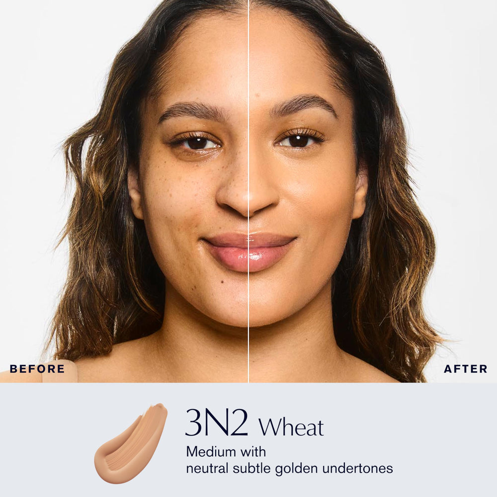 Estée Lauder foundation pouring to show smooth texture and easy blend