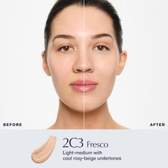 Estée Lauder foundation texture swatch highlighting lightweight, blendable finish