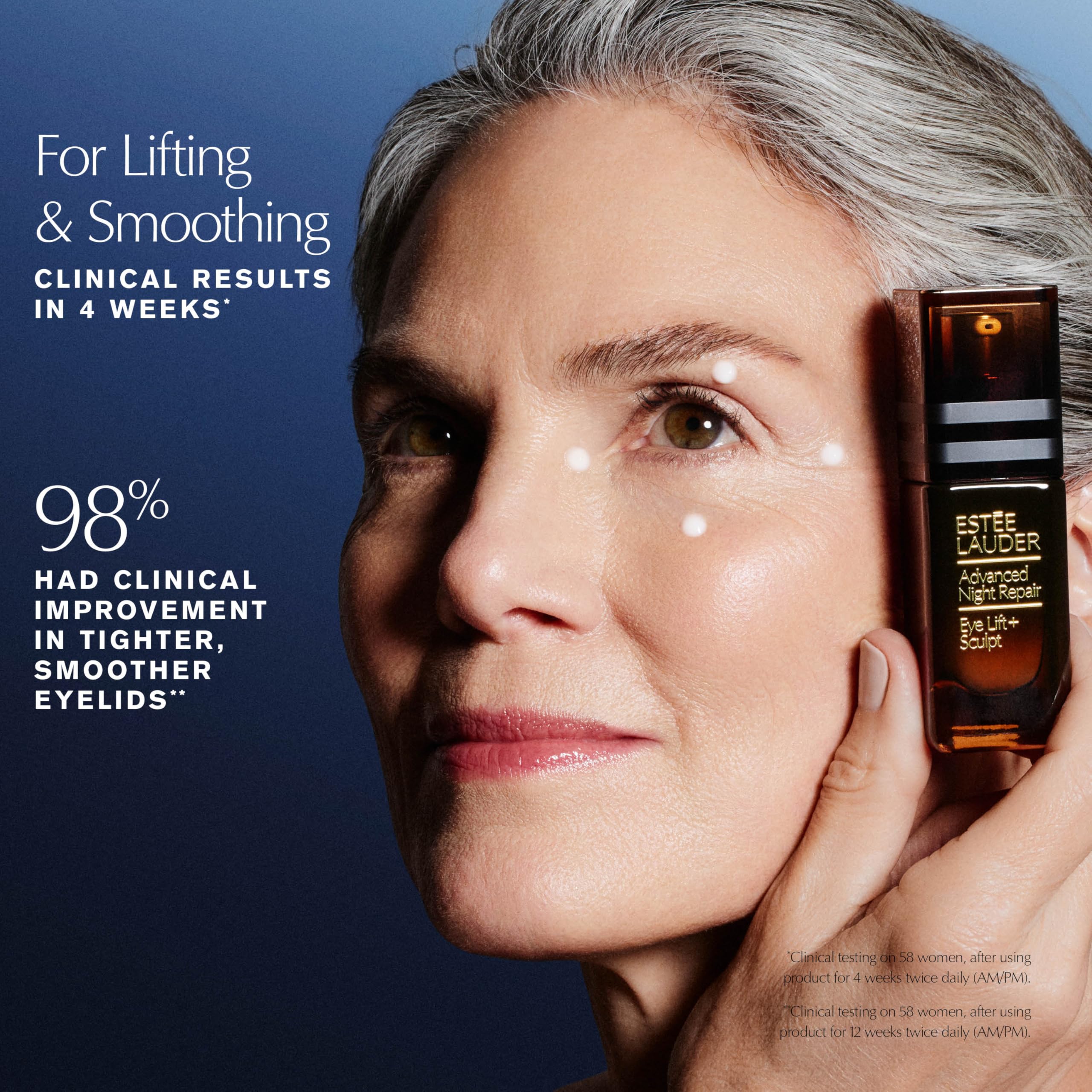 Estée Lauder jar held in hand to show 0.5 fl oz scale and travel-friendly size benefits