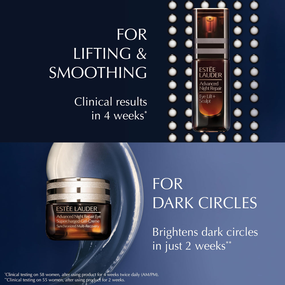 Estée Lauder packaging label close-up displaying ingredient claims and clinical testing notes