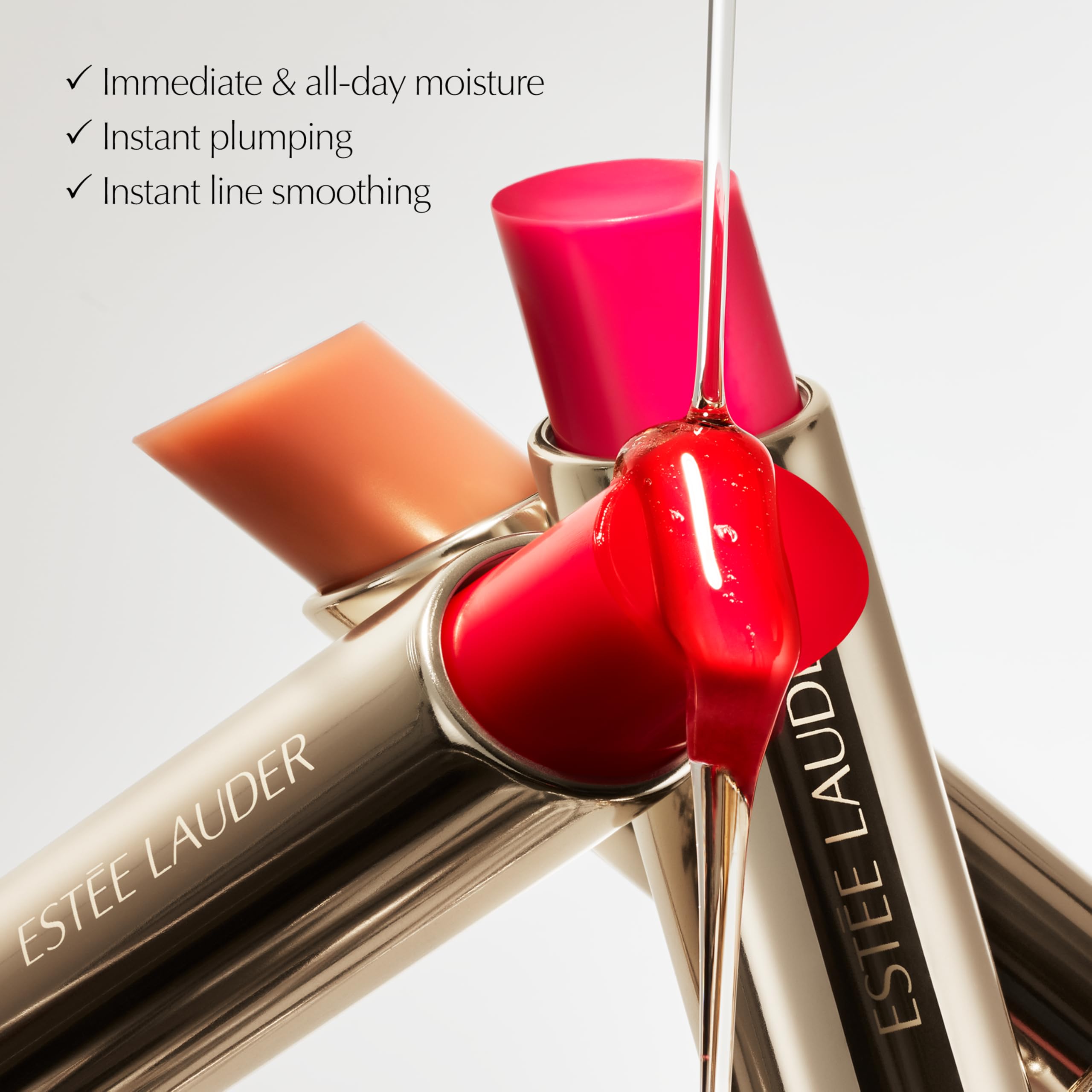 Estée Lauder ingredients layout with apricot cherry papaya oils highlighting nourishment benefit