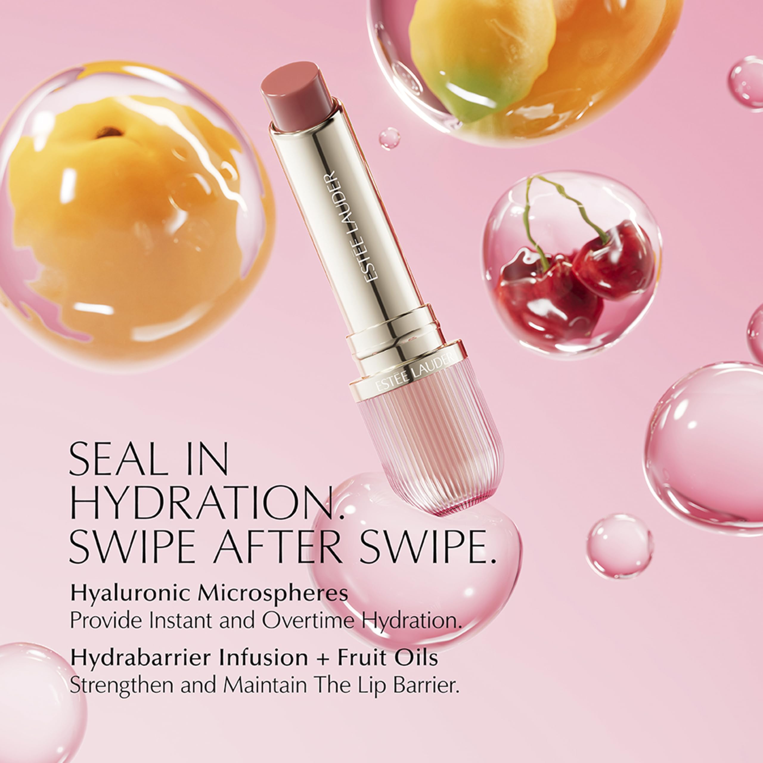 Estée Lauder tube detail showing label and applicator for easy, precise application benefit