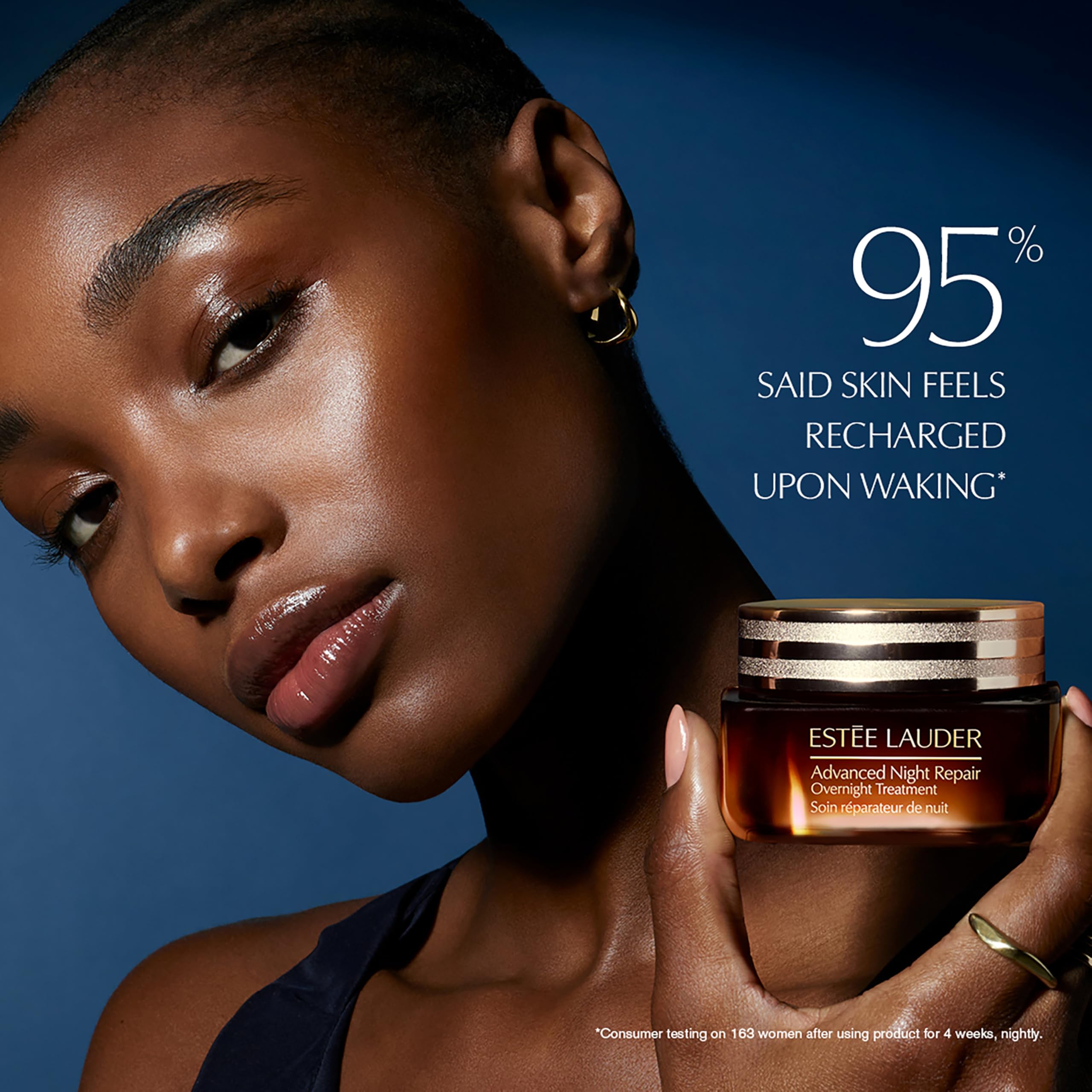 Estée Lauder ingredient label close-up highlighting hyaluronic acid and peptides