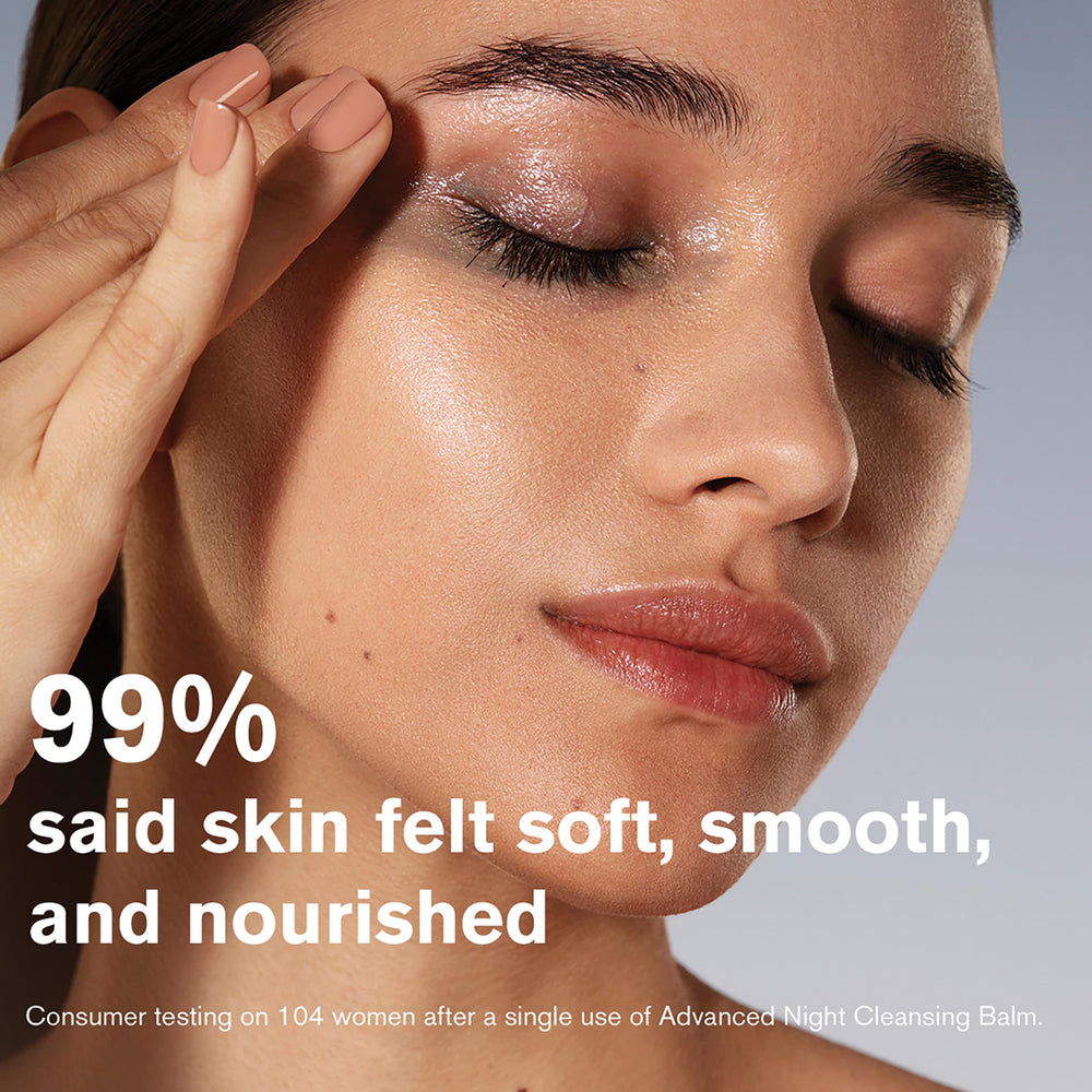 Estée Lauder milky rinse in hand showing easy rinsing and no residue benefit