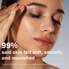 Estée Lauder milky rinse in hand showing easy rinsing and no residue benefit