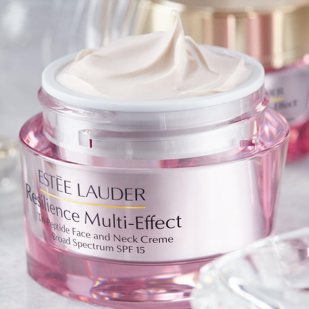 Estée Lauder jar in hand showing 1.7 oz scale and convenient daily use benefit