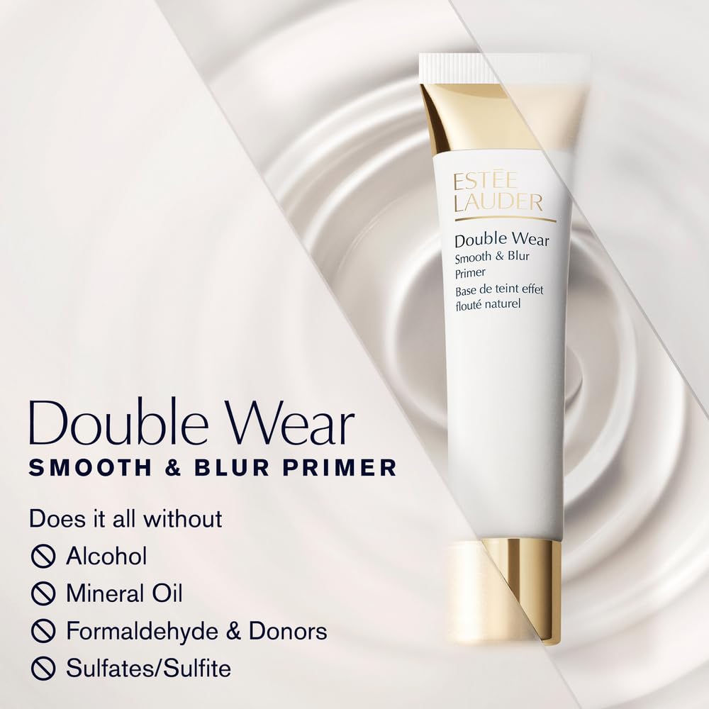 Estée Lauder primer swatch on hand demonstrating lightweight feel and pore blurring