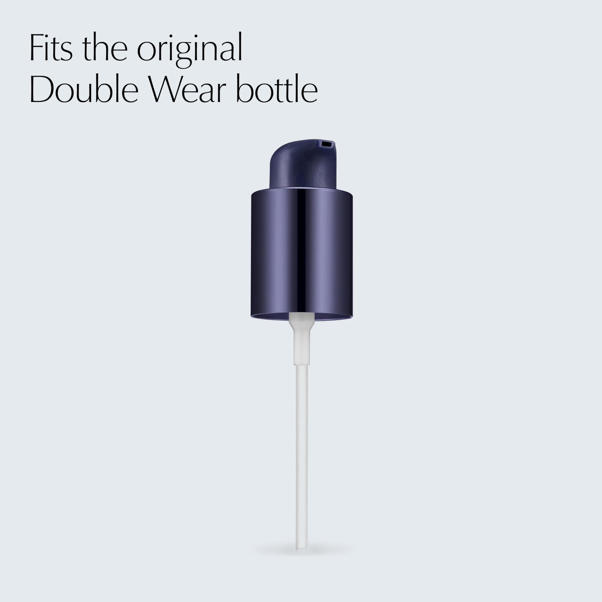 Estée Lauder pump installed on original bottle demonstrating spill-free dosing benefit