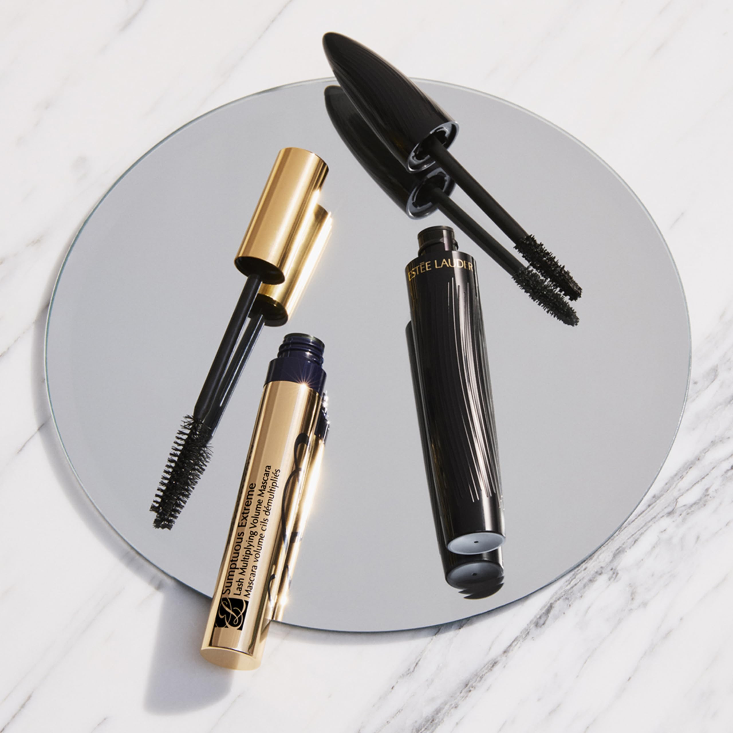 Estée Lauder before and after lashes demonstrating multiplied volume and lift