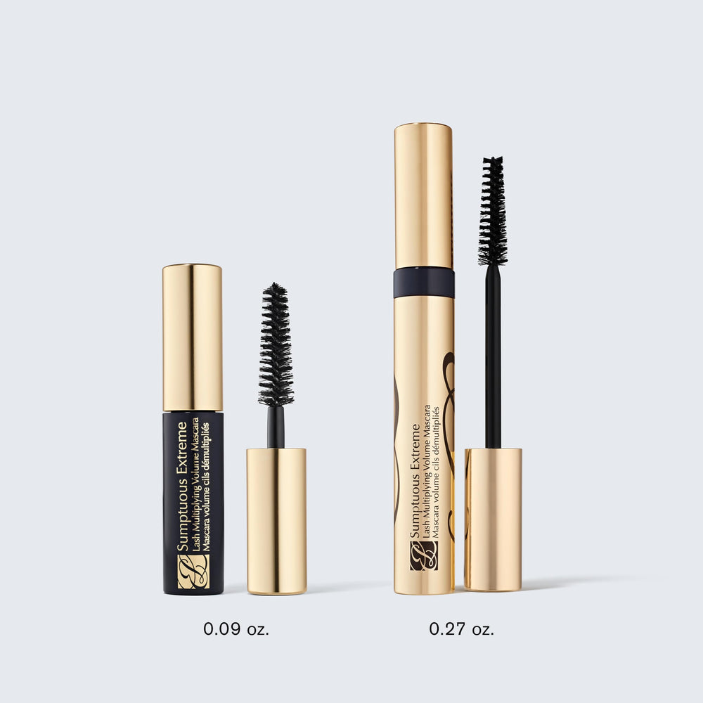Estée Lauder model wearing mascara in a portrait highlighting dramatic eye impact