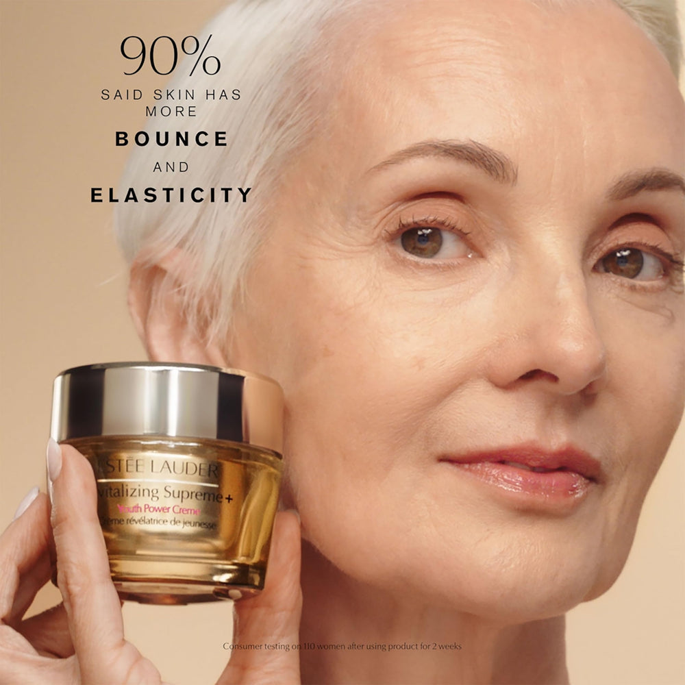 Estée Lauder cream texture close-up highlighting smooth, fast-absorbing finish
