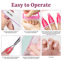 ESUOHYM finger clips lined up for fast multi-nail soaking