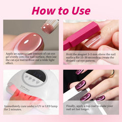 ESUOHYM finished cat eye nails showcasing salon-quality shine