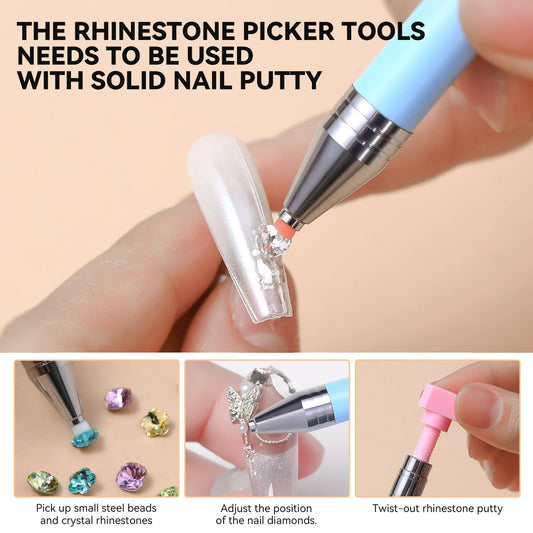 ESUOHYM pink-blue gradient wax pen close-up for precise gem pickup