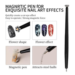 ESUOHYM sample nail fan showing heart, flower and black-hole effects for design ideas