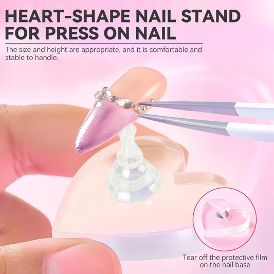 ESUOHYM heart-shaped acrylic stand close-up showing magnetic feature and visual appeal