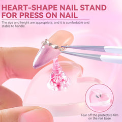 ESUOHYM heart-shaped acrylic stand close-up showing magnetic grip benefit