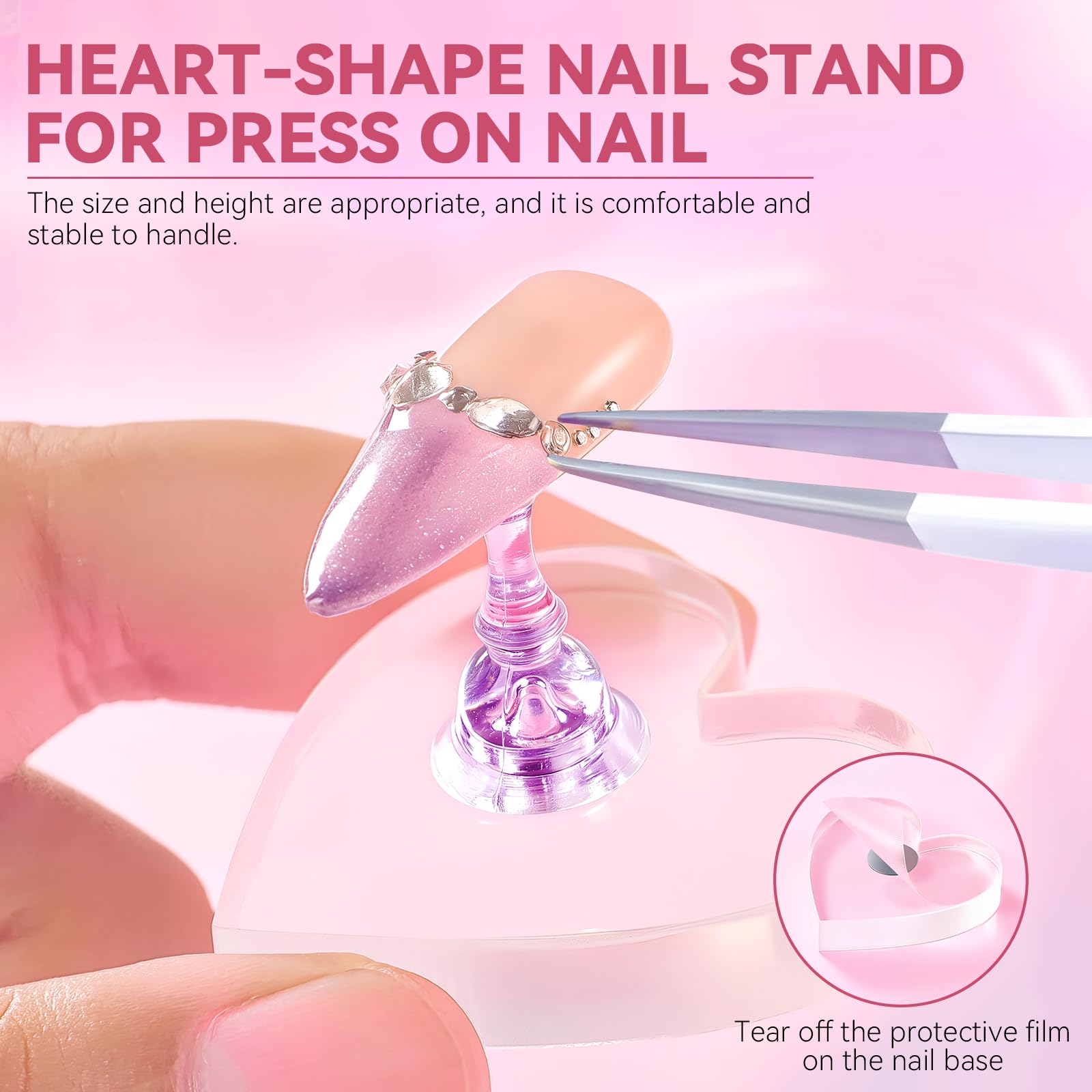 ESUOHYM heart-shaped stand detail highlights secure hold for creative displays
