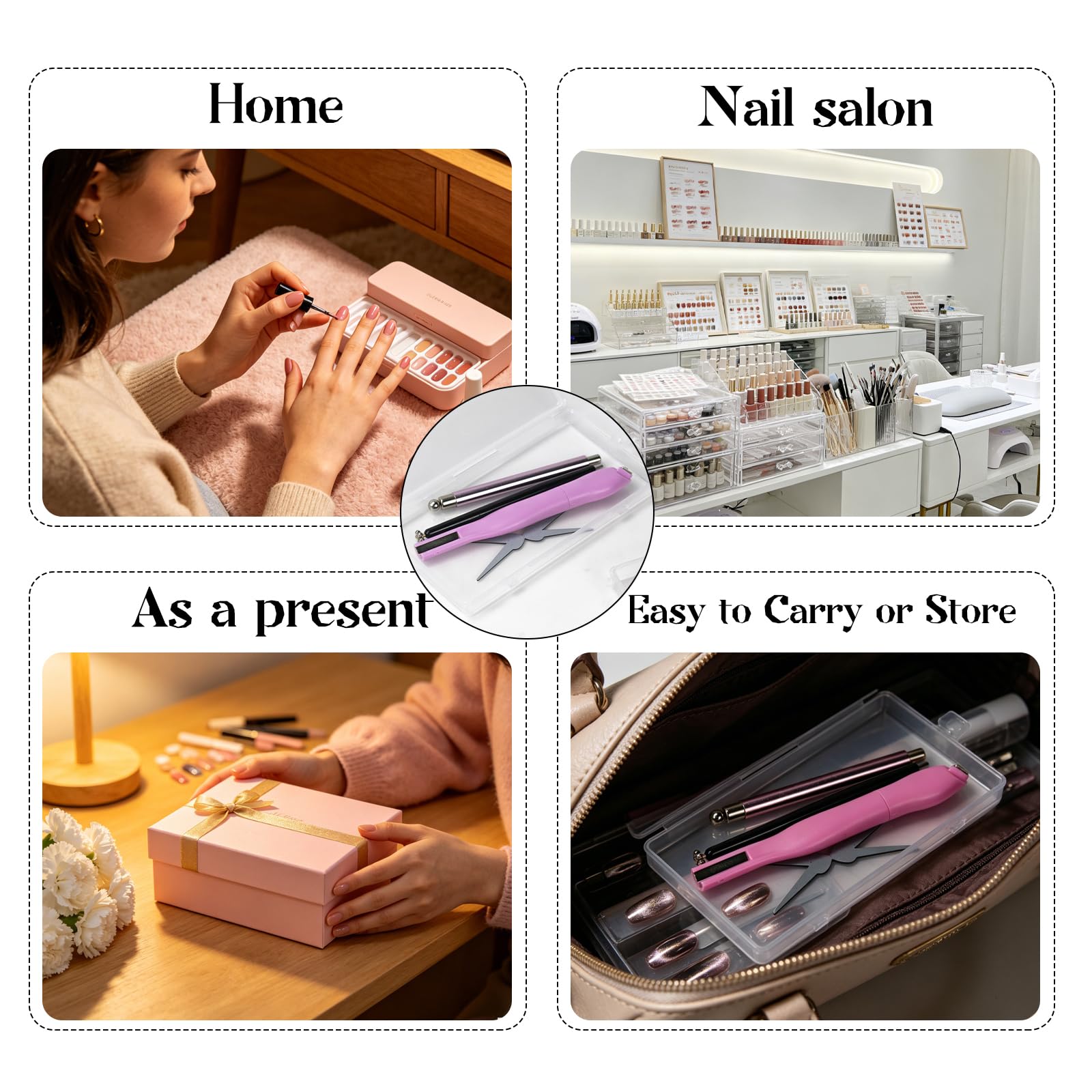 ESUOHYM magnets beside fingers and LED lamp to show compact size and travel convenience