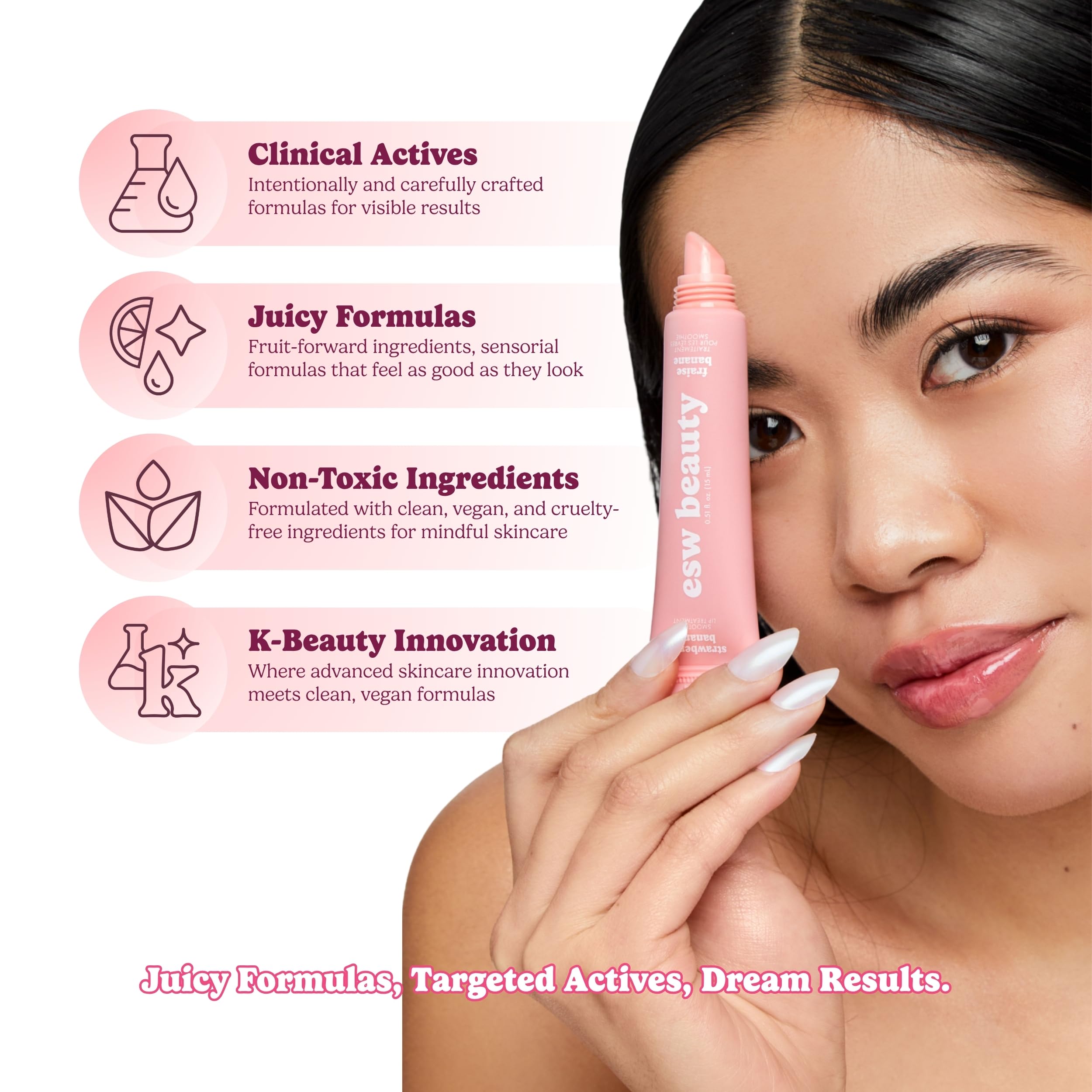 ESW Beauty back label with ingredients list and recommended use instructions