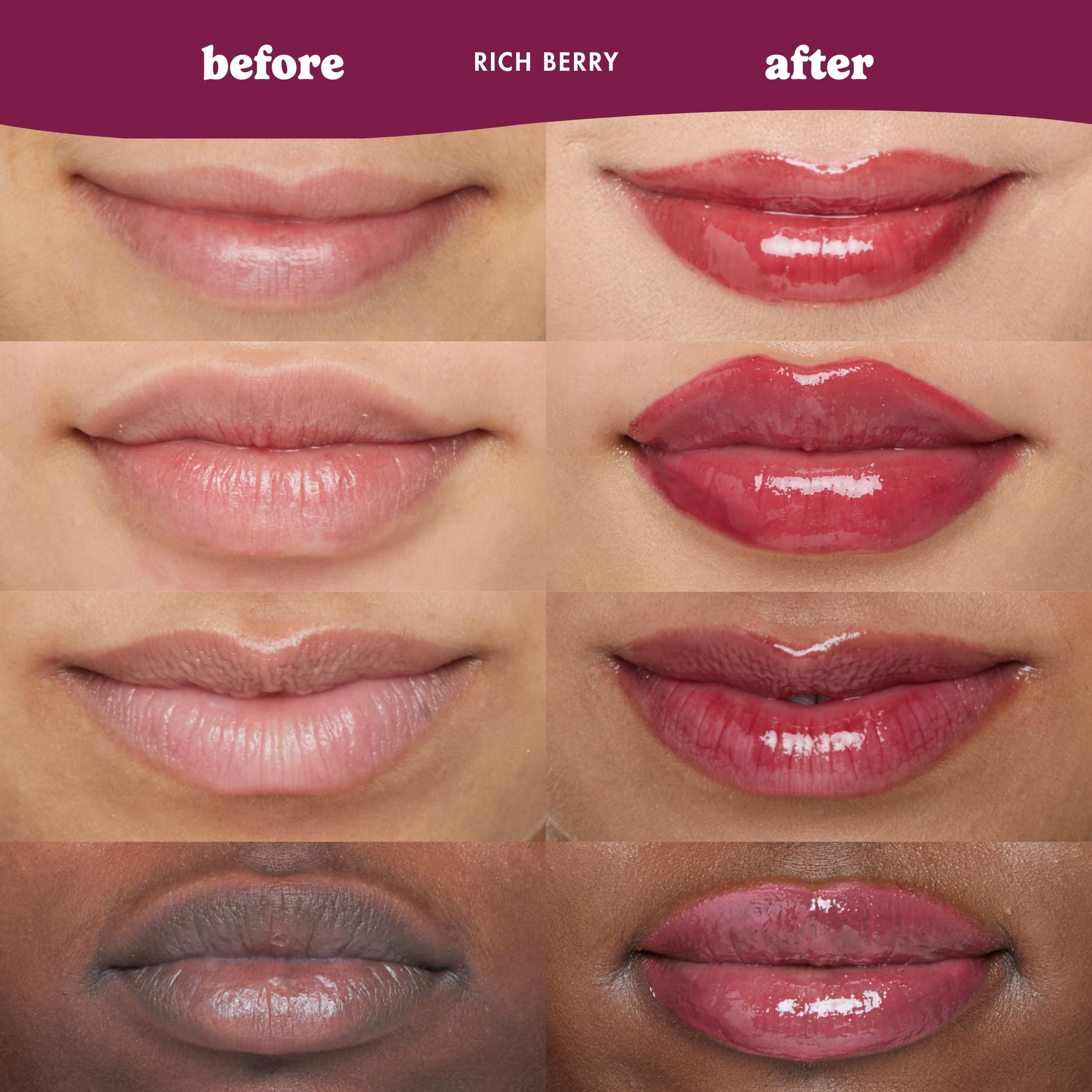 ESW Beauty close-up on lips showing berry tint and healthy sheen