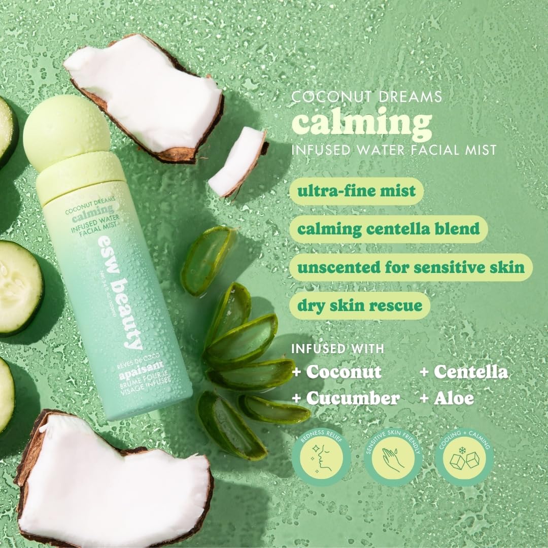 ESW Beauty cucumber slice close-up conveying cooling and de-redness benefits