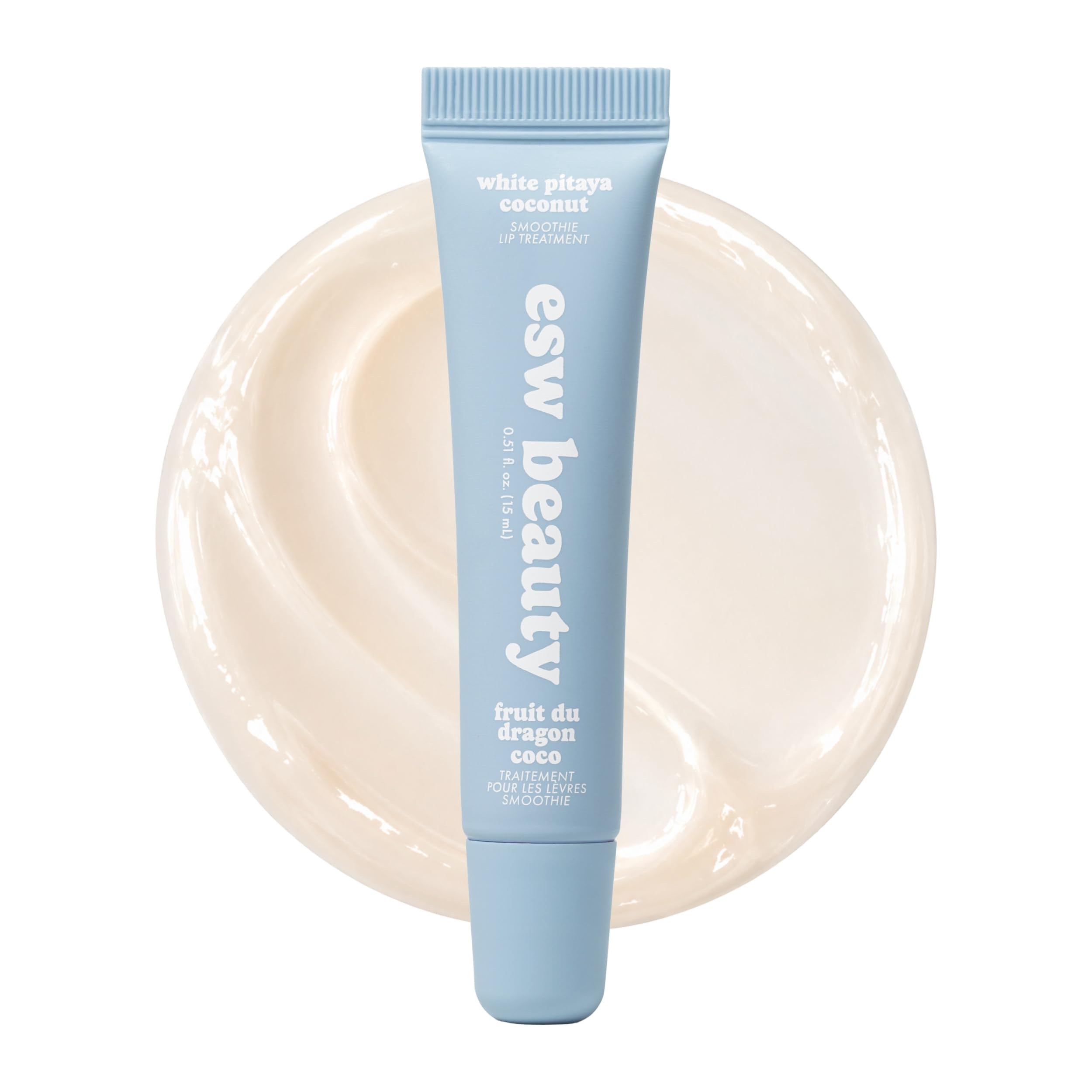 ESW Beauty front packaging showing clear glossy lip treatment and hydrating benefits