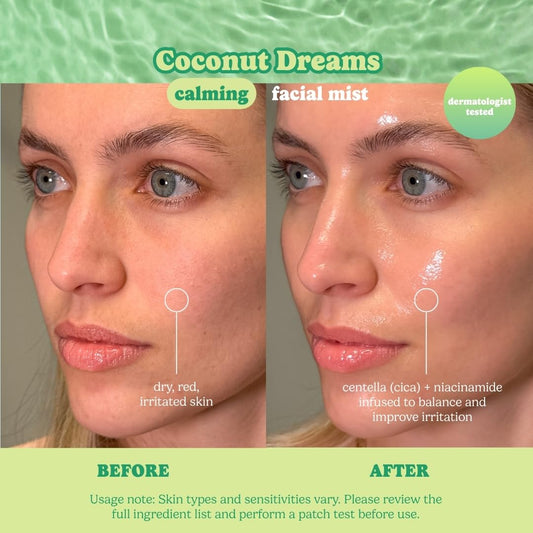 ESW Beauty label closeup highlighting calming ingredients and benefits