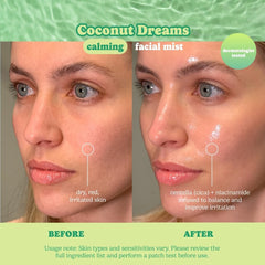 ESW Beauty label closeup highlighting calming ingredients and benefits