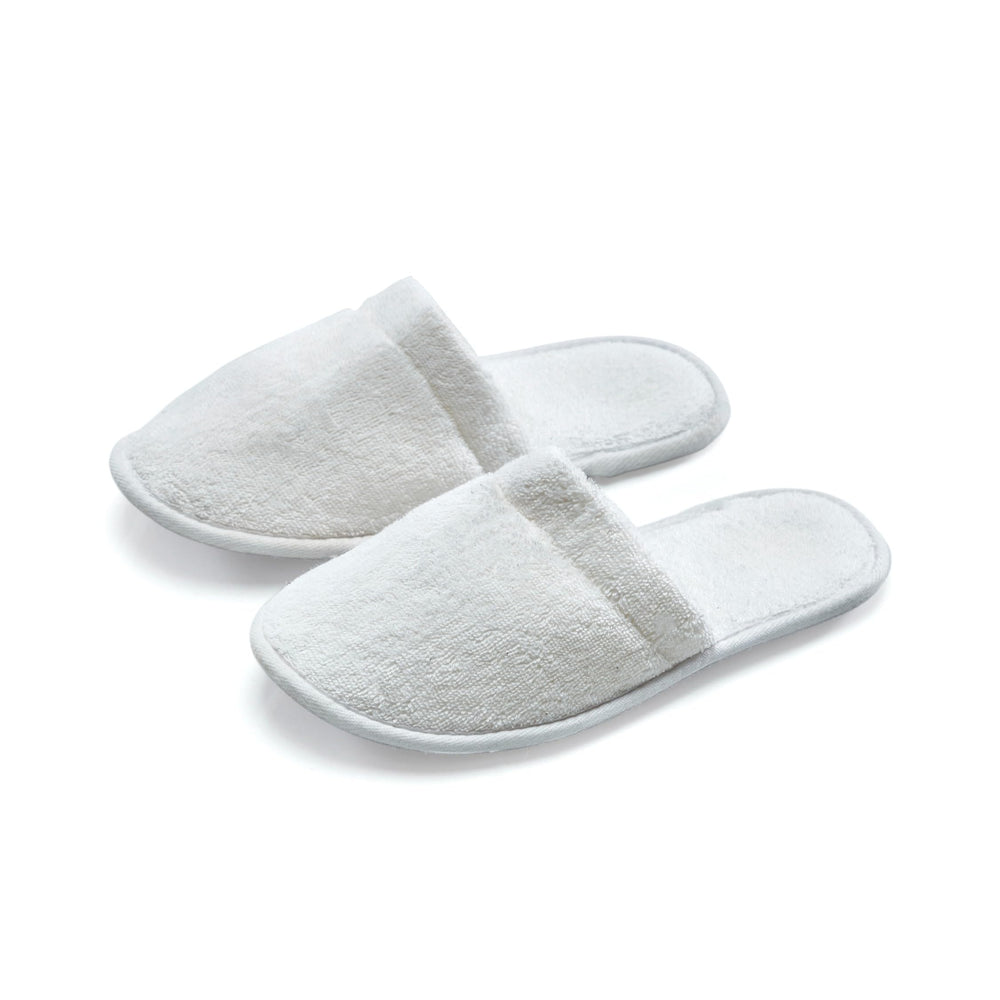 ESKYMODE front view white slippers showing clean design and indoor comfort